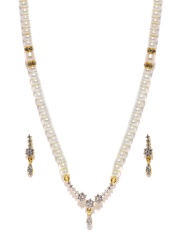 Jpearls White Pearl Jewellery Set