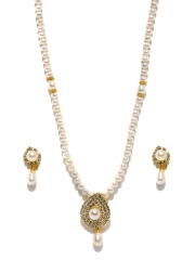 Jpearls White Pearl Jewellery Set