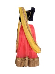 K&U Girls Navy & Peach Coloured Lehenga Choli with Dupatta