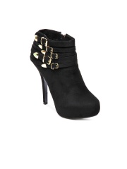 Kiss Kriss Women Black Heeled Shoes