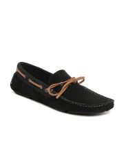 Knotty Derby Men Black Riddle Suede Loafers