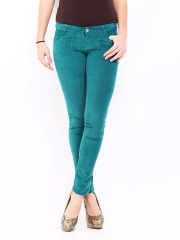 Kraus Jeans Women Green Slim Fit Corduroy Trousers