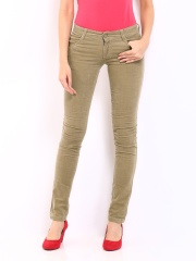Kraus Jeans Women Beige Slim Fit Corduroy Trousers
