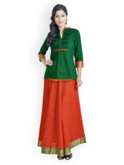 Libas Women Green & Red Clothing Set