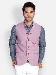 MR BUTTON Men Lavender Nehru Waistcoat