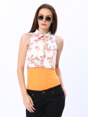 ONLY Women White Floral Print Slim Fit Waistcoat