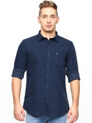 Parx Men Navy Printed Slim Fit Casual Shirt