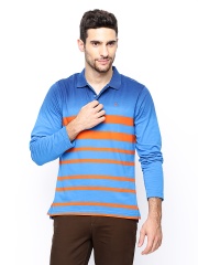 Parx Men Blue Striped Polo T-shirt