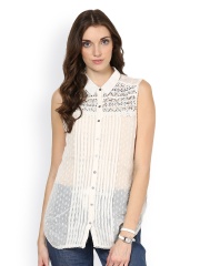 Rena Love Women Cream Coloured Casual Shirt