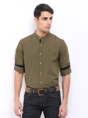 Roadster Men Khaki Romain Slim Fit Casual Shirt