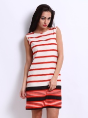 Sher Singh Red & Off-White Shift Dress