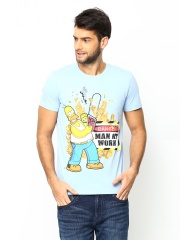 Simpsons Men Blue Printed T-shirt