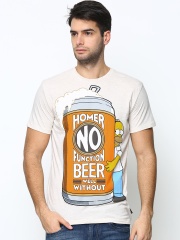 Simpsons by Free Authority Men Cream-Coloured Printed T-shirt