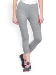 TshirtCompany Women Grey Melange Cotton Stretch Leggings