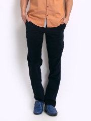 Turtle Men Navy Corduroy Modern Slim Fit Trousers