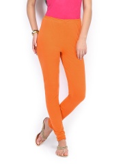 W Women Orange Cotton Stretch Churidar Leggings