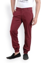 White Kalia Men Wine Coloured Relaxed Fit Chino Trousers