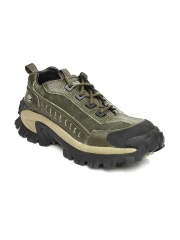 Woodland Men Olive Green Leather Casual Shoes
