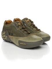 Woodland Men Olive Green Leather Casual Shoes