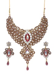 Zaveri Pearls Purple Gold-Plated Jewellery Set