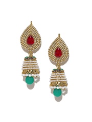 Zaveri Pearls White Gold-Plated Drop Earrings