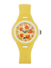 Zoop Kids Yellow & Orange Floral Print Dial Watch