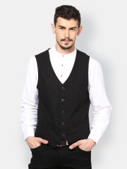 even Men Black Waistcoat