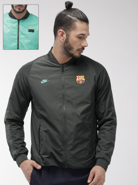 Buy Nike Men Black & Sea Green FCB Solid Reversible Sporty Jacket cheapest at â¹ 3297 from https 
