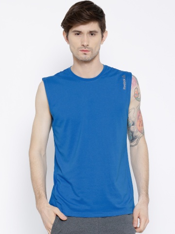 Buy Reebok Blue Core Slim Sleeveless Training T Shirt