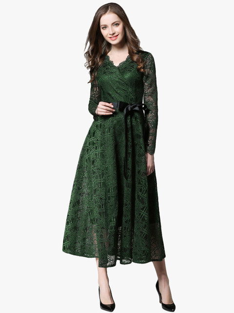JC Collection Women Green Lace Wrap Maxi Dress 
JC Collection Women Green Lace Wrap Maxi Dress