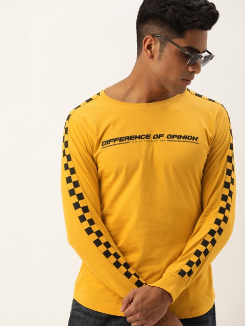 Difference of Opinion Men Mustard Yellow Solid Round Neck T-shirt with Printed Detailing
Difference of Opinion Men Mustard Yellow Solid Round Neck T-shirt with Printed Detailing