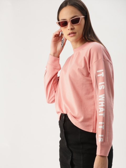 DressBerry Women Pink Solid Sweatshirt