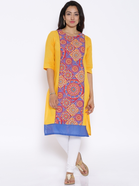 Aurelia Yellow Printed Kurta