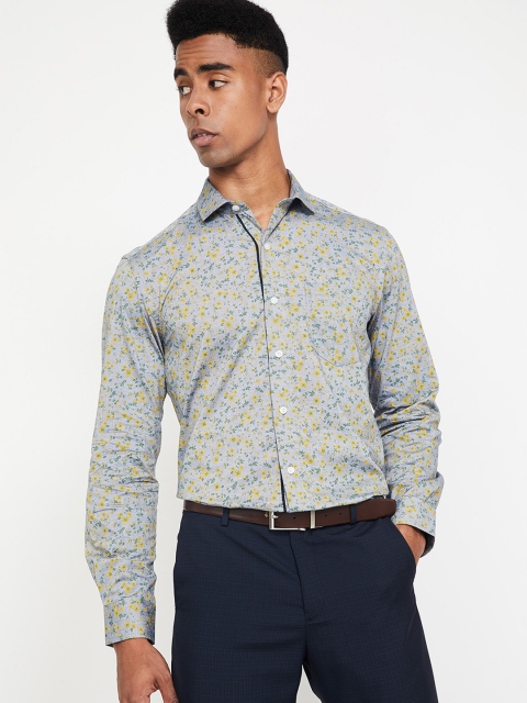 CODE by Lifestyle Men Grey Regular Fit Printed Formal Shirt