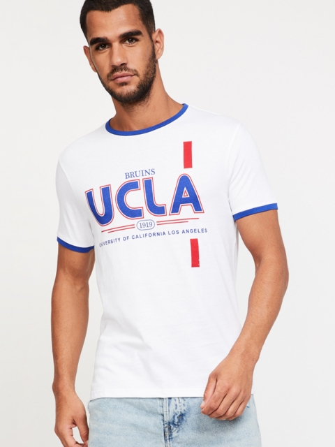 UCLA Men White Printed Round Neck T-shirt