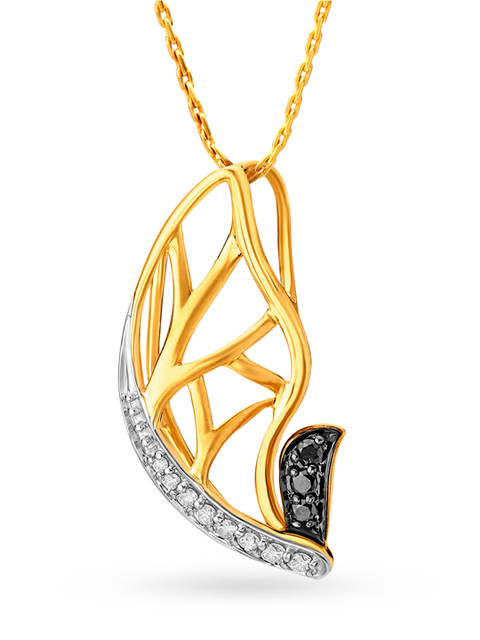 Mia By Tanishq 14 KT Yellow Gold Pendant with Black and White Diamond 
Mia By Tanishq 14 KT Yellow Gold Pendant with Black and White Diamond