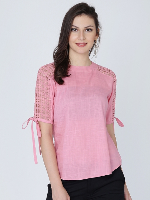 Eavan Women Pink Self Design Top