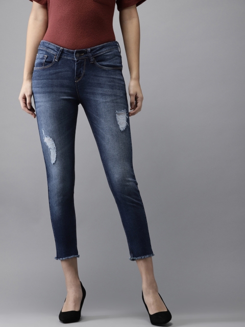 HERE&NOW Women Blue Ankle Skinny Fit Mid-Rise Mildly Distressed Stretchable Cropped Jeans
HERE&NOW Women Blue Ankle Skinny Fit Mid-Rise Mildly Distressed Stretchable Cropped Jeans