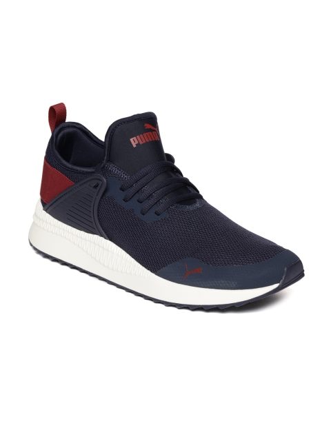 Puma Men Navy Blue Solid Pacer Next Cage Core Sneakers