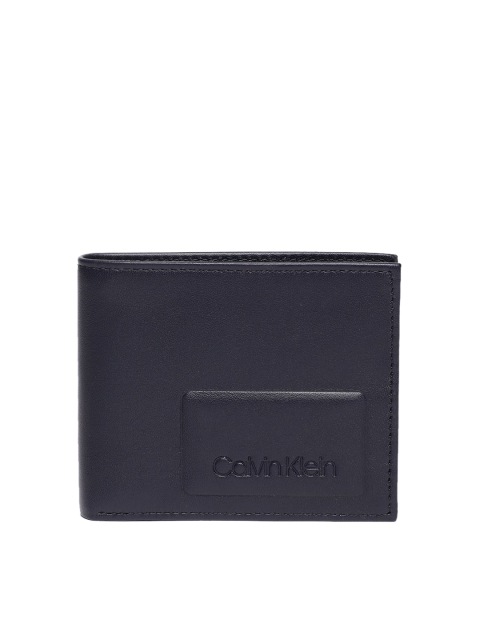 Calvin Klein Jeans Men Navy Blue Solid Two Fold Leather Wallet