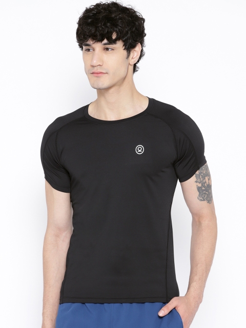 Chkokko Men Black Solid Round Neck Training T-shirt