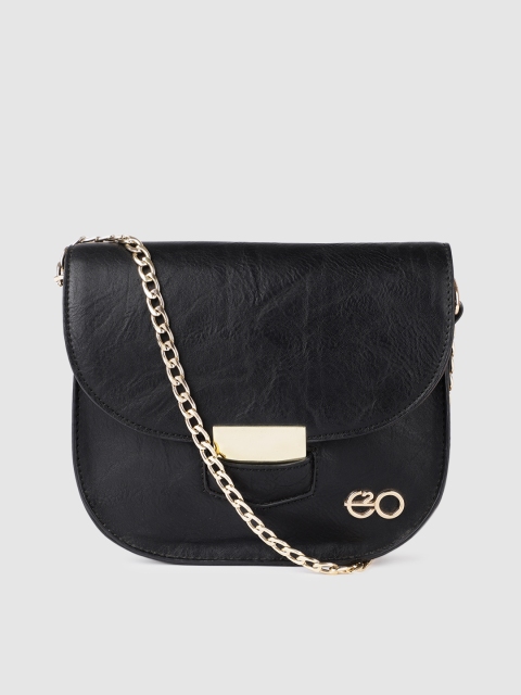 E2O Black Solid Sling Bag