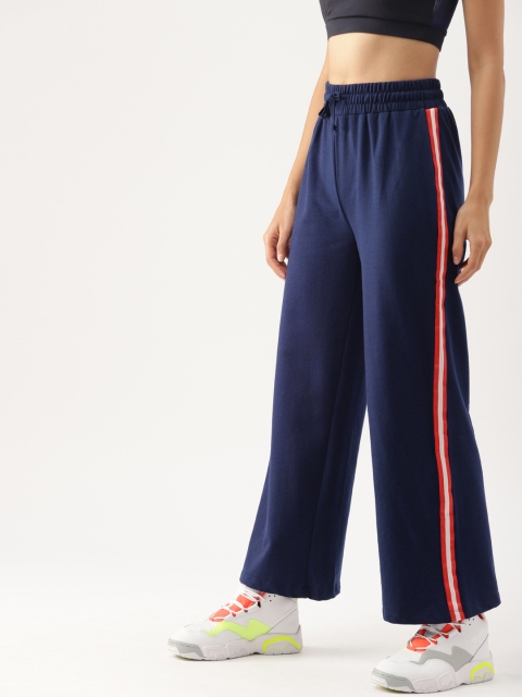 DressBerry Women Navy Blue Solid Track Pants
