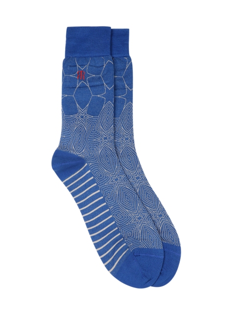 Raymond Men Blue Printed Above Ankle Length Socks