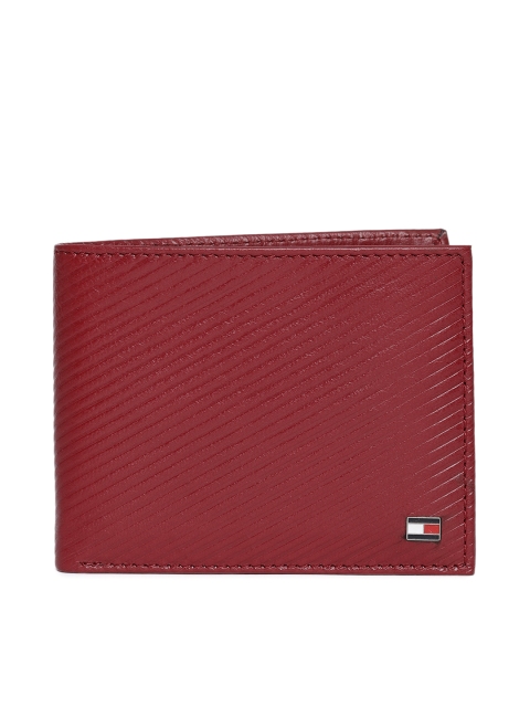Tommy Hilfiger Men Red Textured Two Fold Leather Wallet