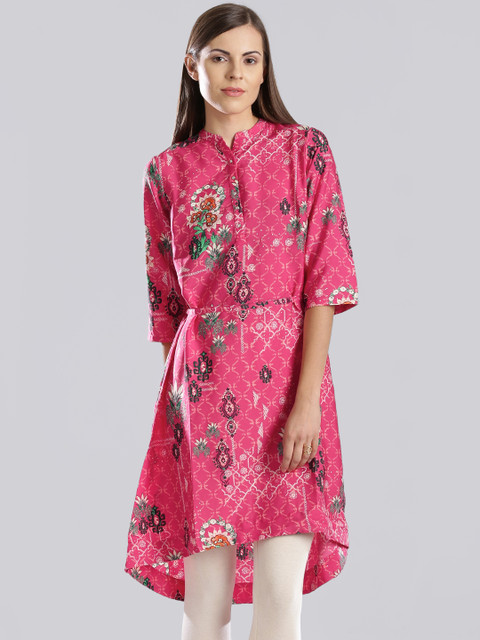 W Pink Printed High-Low A-Line Kurta 
W Pink Printed High-Low A-Line Kurta