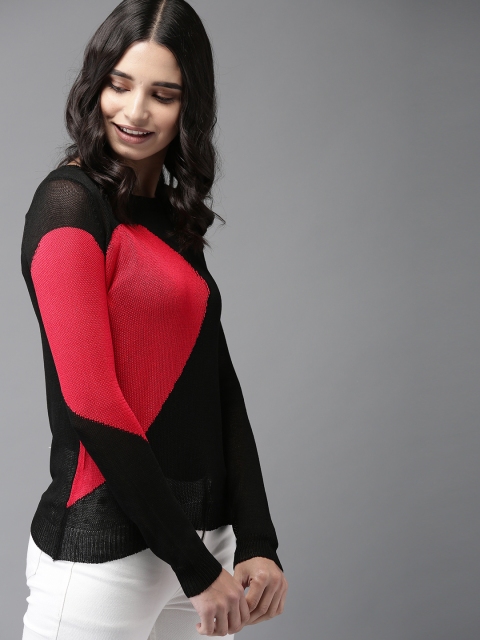 Moda Rapido Women Black Colourblocked Top