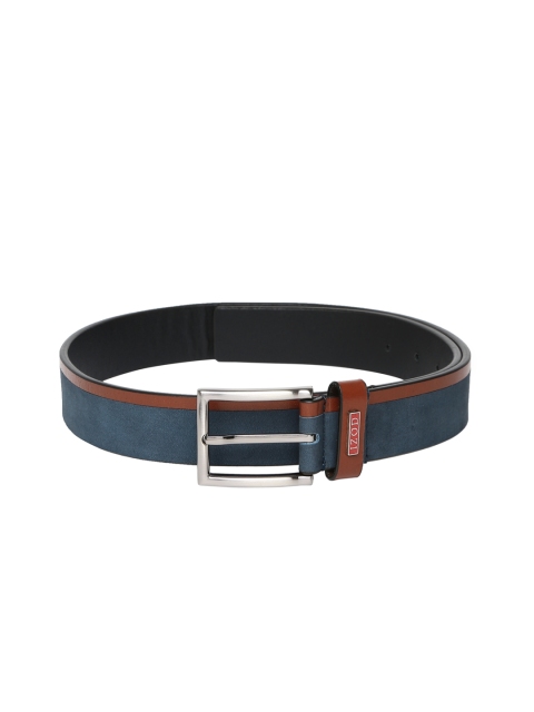 IZOD Men Dark Navy Leather Belt, Navy blue