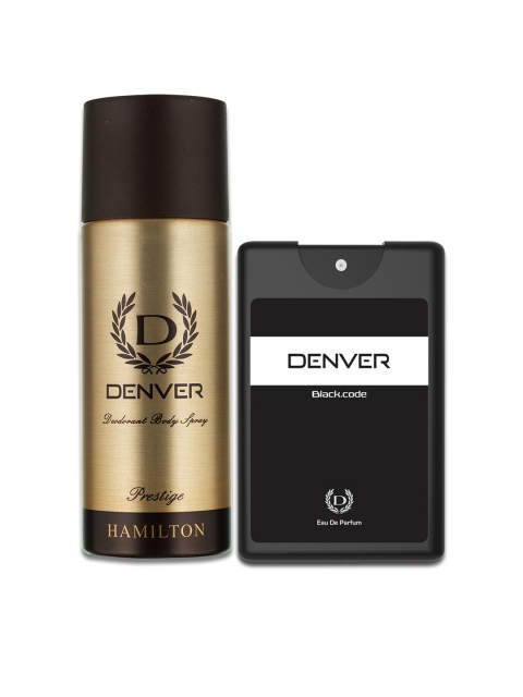Denver Men Set of Hamilton Prestige Deodorant Body Spray & Black Code Pocket Perfume, Gold
Denver Men Set of Hamilton Prestige Deodorant Body Spray & Black Code Pocket Perfume, Gold