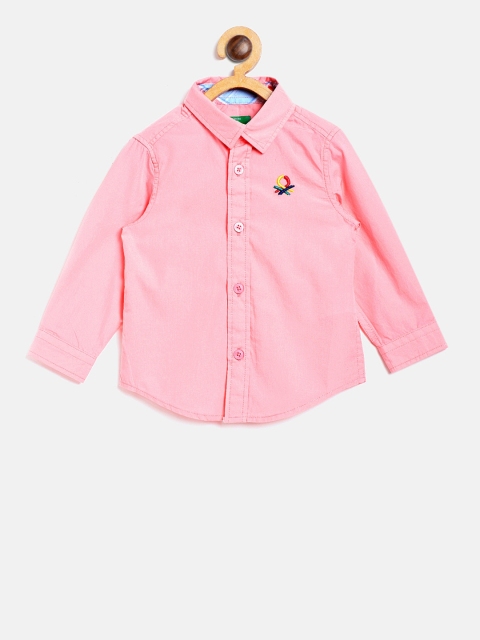 United Colors of Benetton Boys Pink Regular Fit Solid Casual Shirt